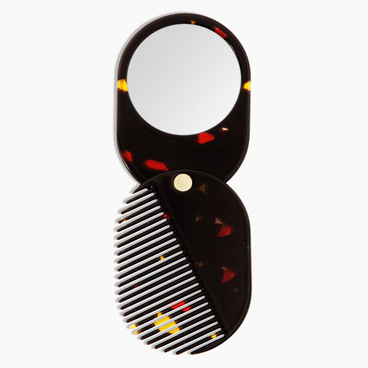 2 in 1 Pocket Comb Mirror in Black Amber | Poketo