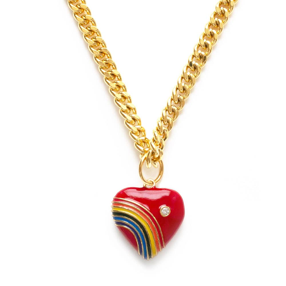 80s Rainbow Heart Necklace | Red | Amano Studio