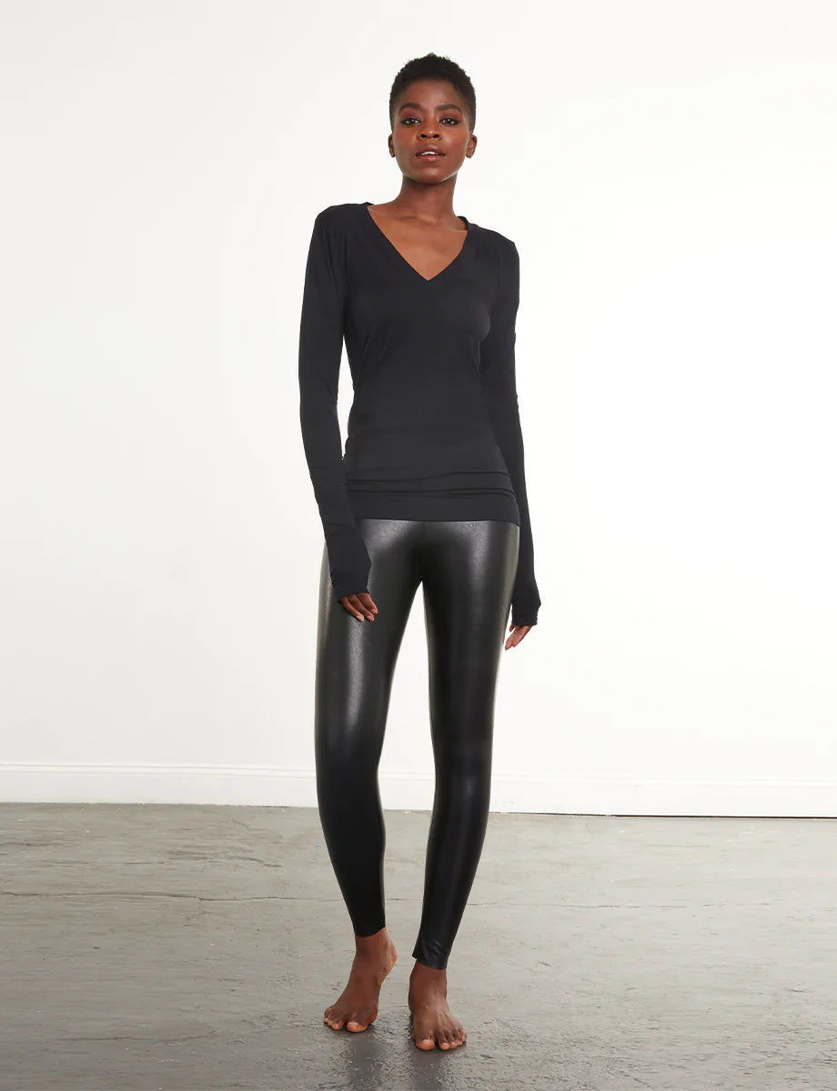 Faux Leather Leggings With Perfect Control, Available at David Peck