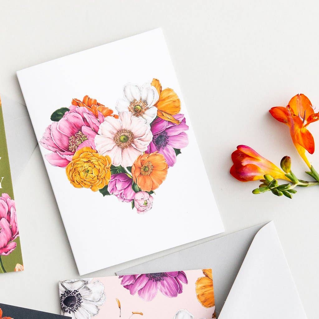 Greeting Card | Floral Brights/Heart | Catherine Lewis Design