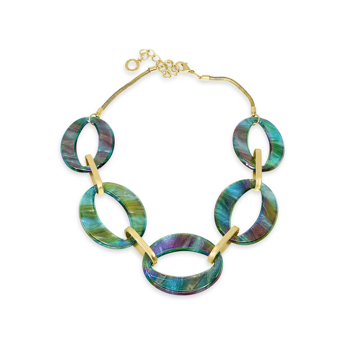 Blue Oval Link Short Resin Statement Necklace | Rush by Denis &amp; Charles