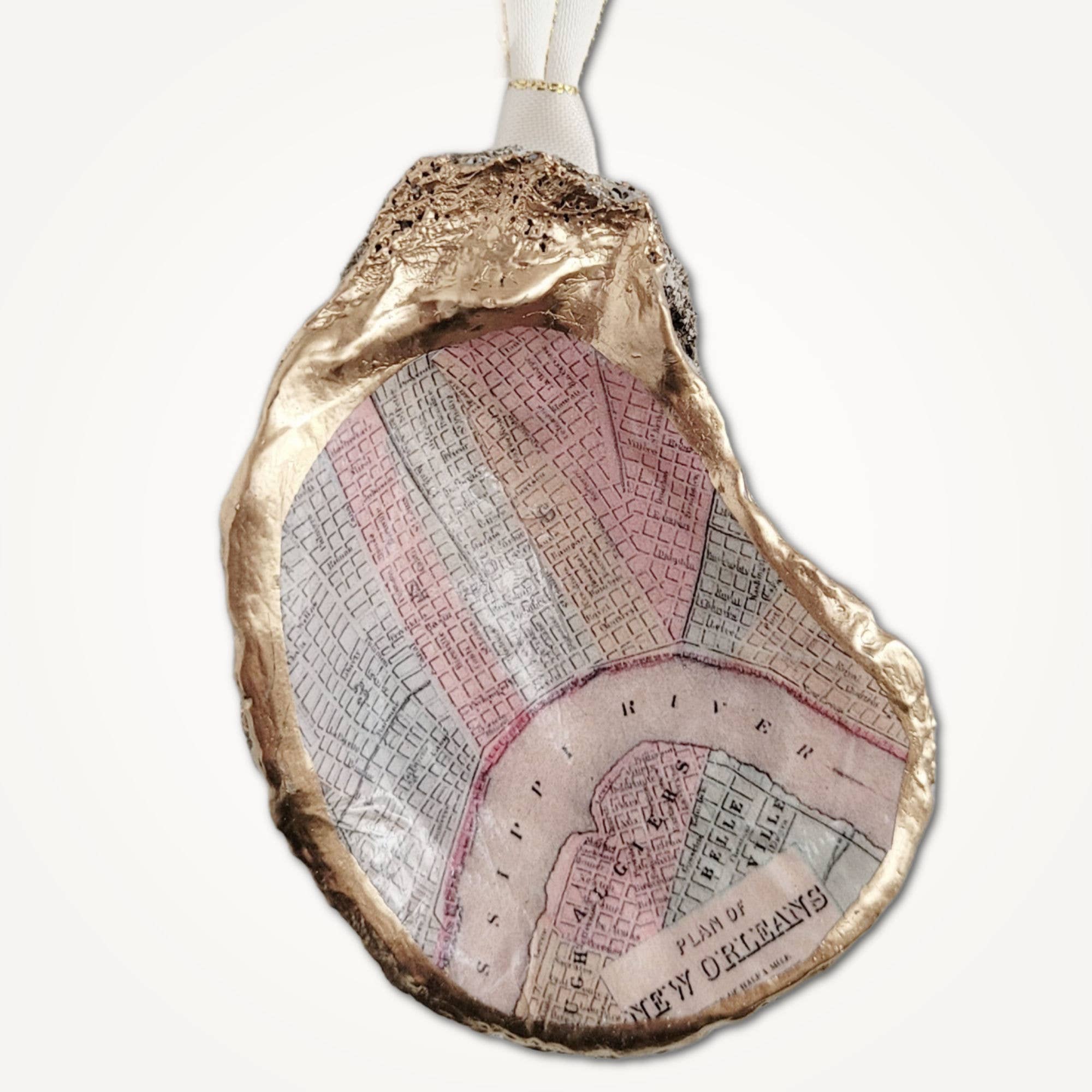 Oyster Shell Christmas Ornament | French Quarter Map | Algiers Point Oyster Co.
