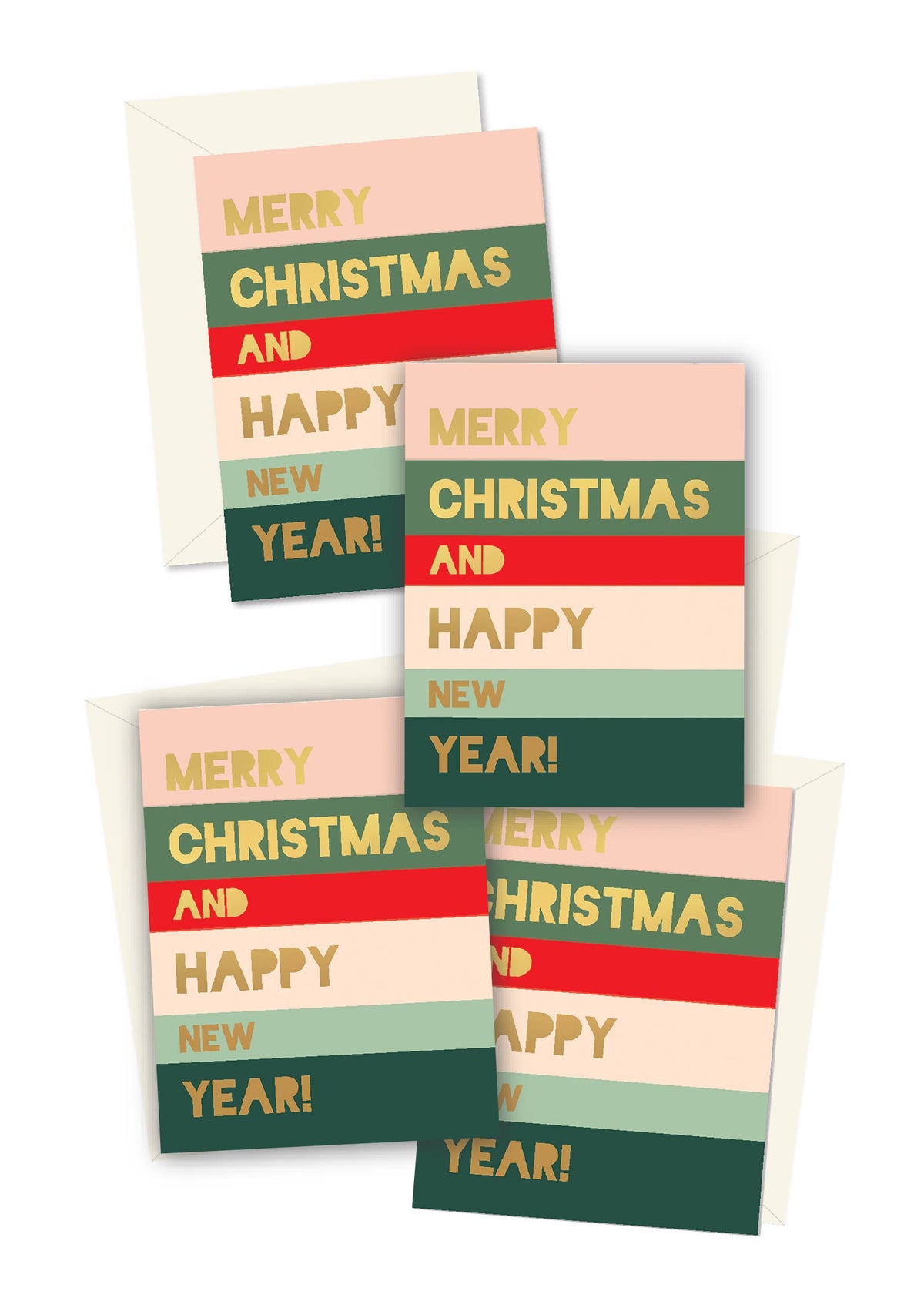 Holiday Card Set of 8 | Christmas Colorblock | Ginger P. Designs
