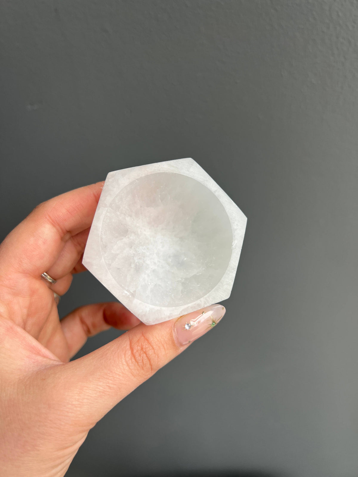 Selenite Hexagon Crystal Bowl | Sapphire &amp; Sage
