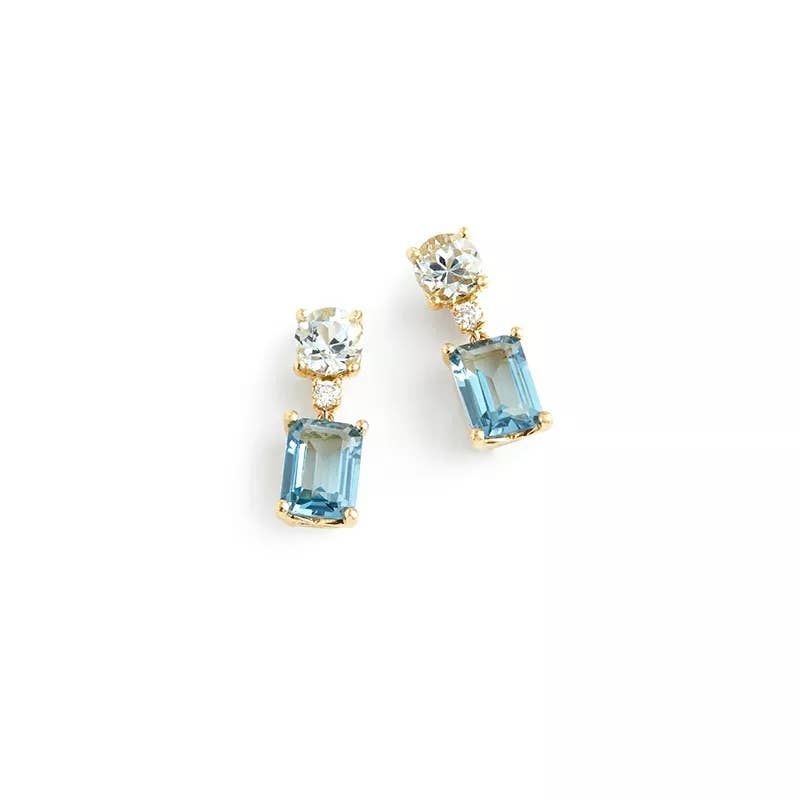 Earrings | Aquamarine Diamond Drop | Kriya Veda