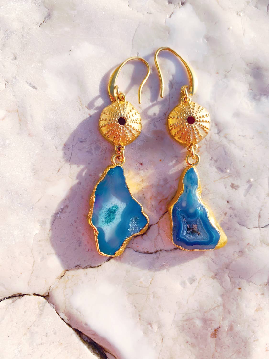 Myrtos Earrings  | Blue Agate, Druzy | Sibylla Delphica
