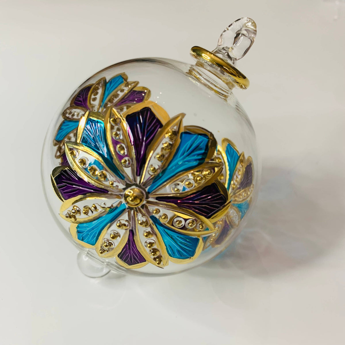 Blown Glass Ornament - Mauve Flower | Dandarah