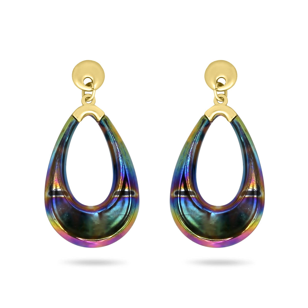 Grey Iridescent Resin Tear-Drop Earring | Rush by Denis &amp; Charles