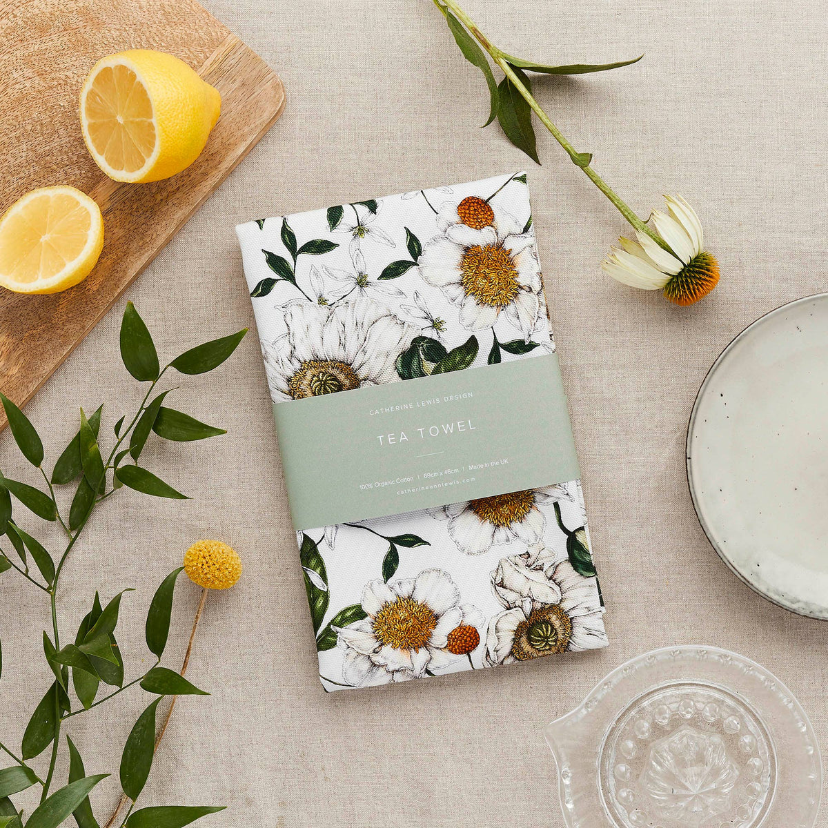 Tea Towel | Spring Blossom/Ivory | Catherine Lewis Design