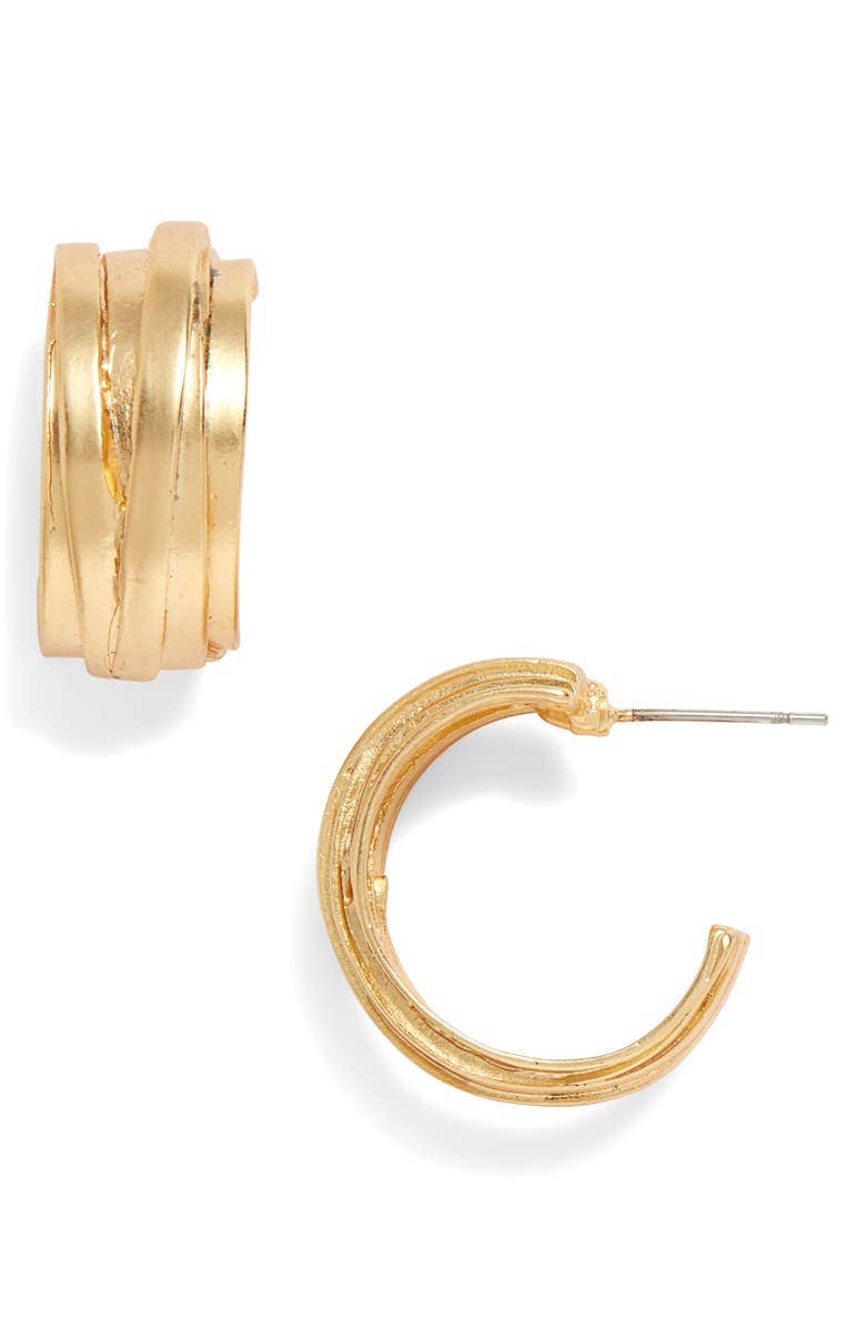 Earrings | Small Overlap Hoops - Gold | Karine Sultan