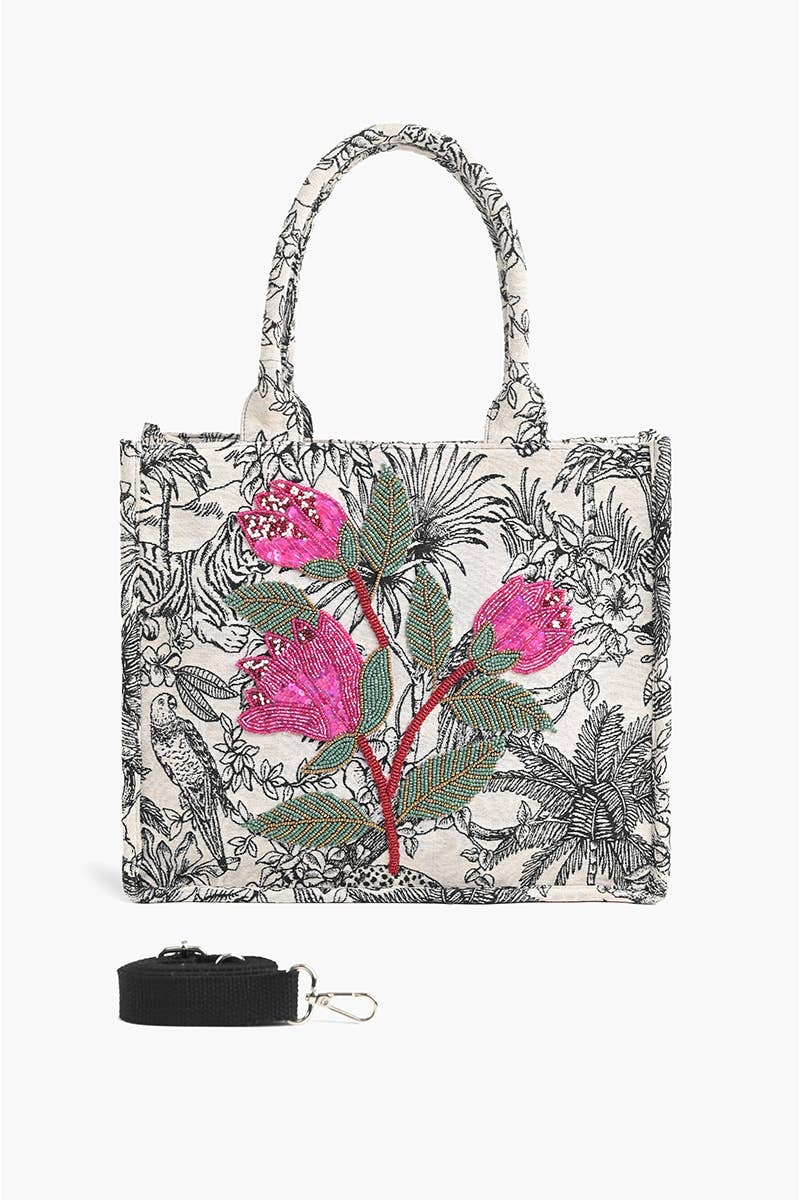 Leopard Lily Embellished Tote | America &amp; Beyond