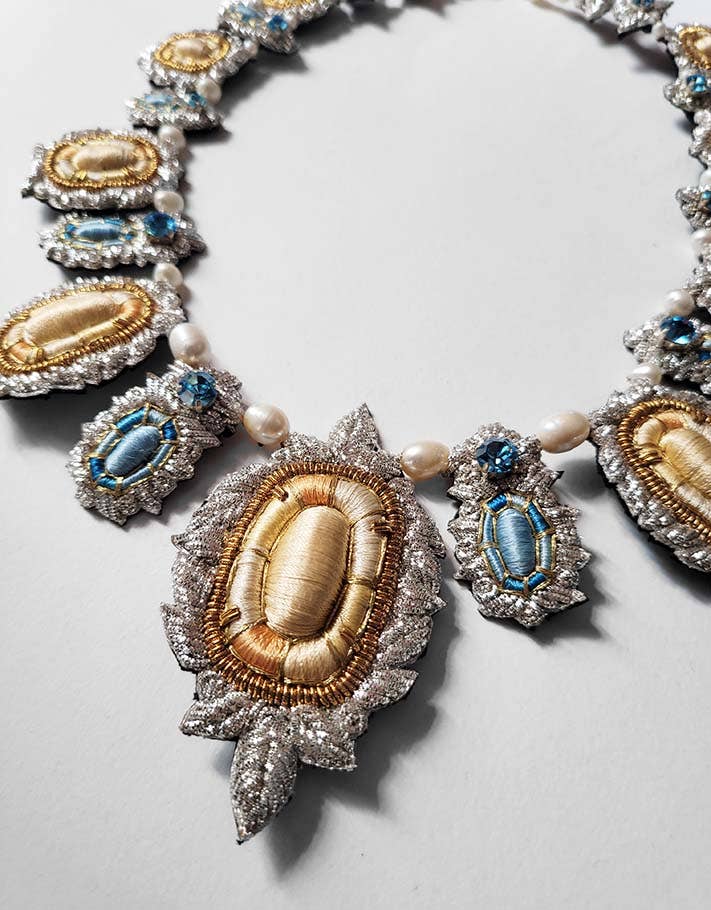 Necklace | Queen&#39;s Necklace with Citrines &amp; Aquamarines | Céleste Mogador