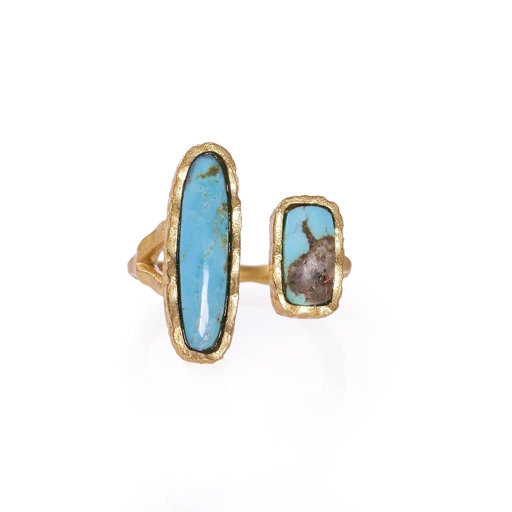 Deco Twin Stone Ring | Turquoise/Turquoise | Christina Greene