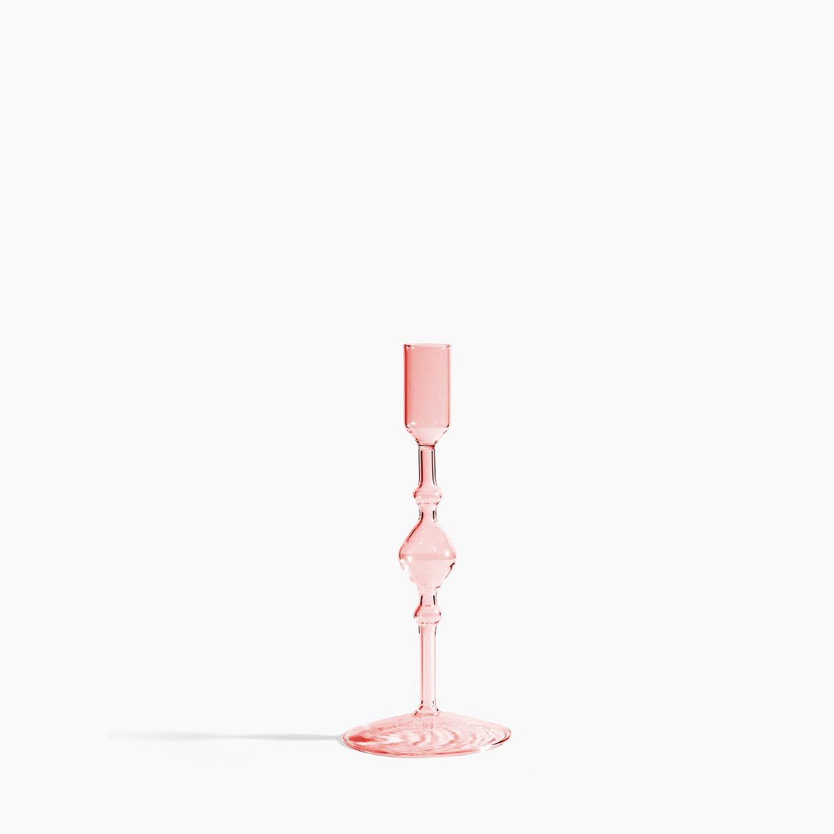 Pink Glass Candlestick Holder in Tall | Poketo