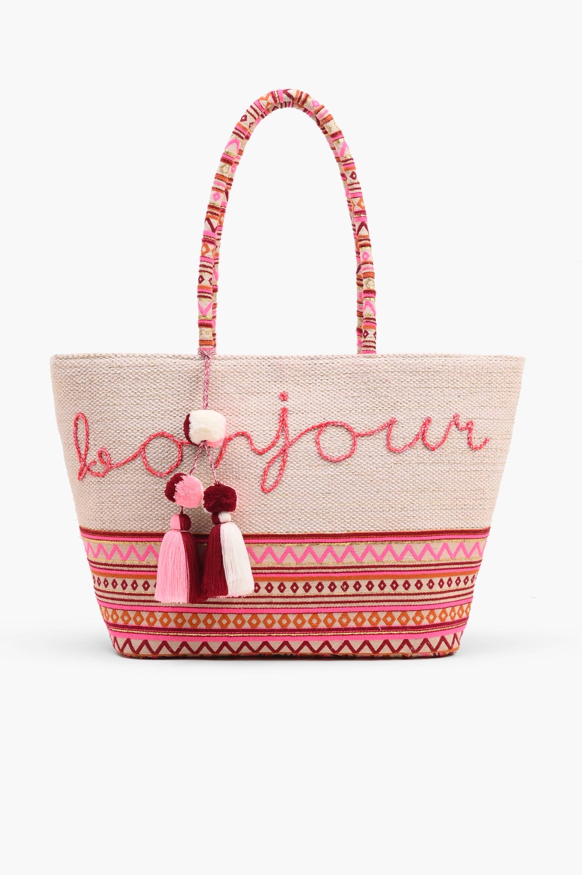 Bonjour Embroidered Oversized Tote | America &amp; Beyond