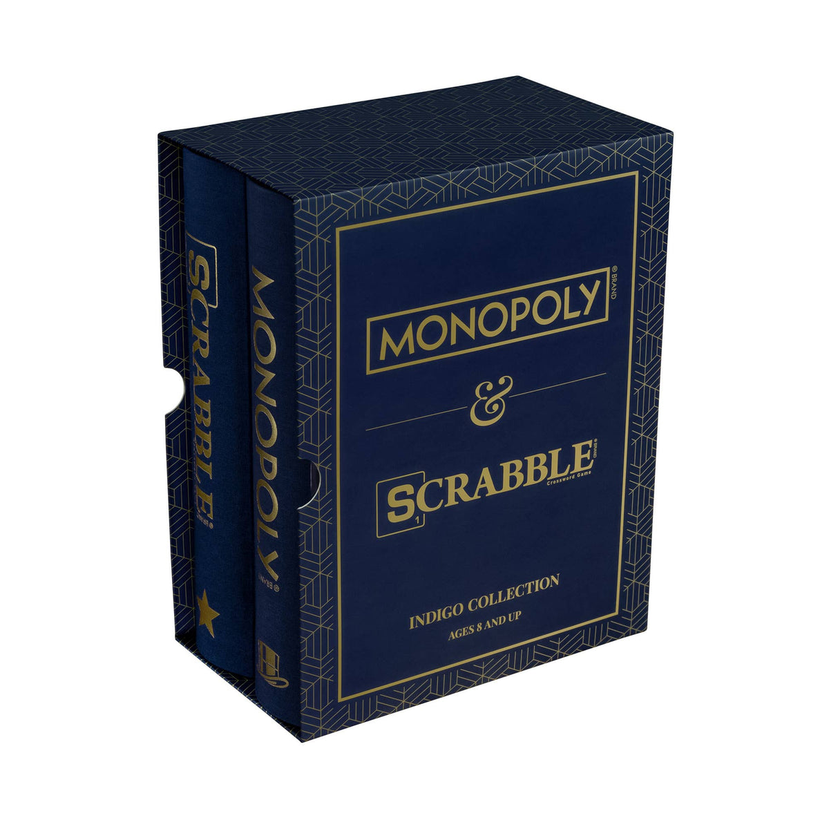Scrabble &amp; Monopoly Indigo Bookshelf 2-Pack | WS Game Company