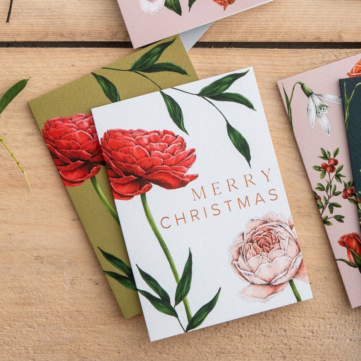 Christmas Card | Berry Roses/White Roses/Merry Christmas | Catherine Lewis Design